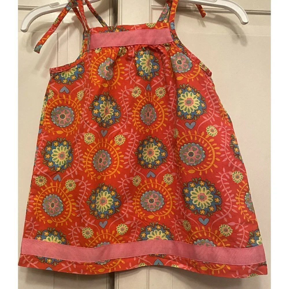 80 Hanna Andersson Sz 2 Girl’s Pink Orange Cotton Pillowcase Dress